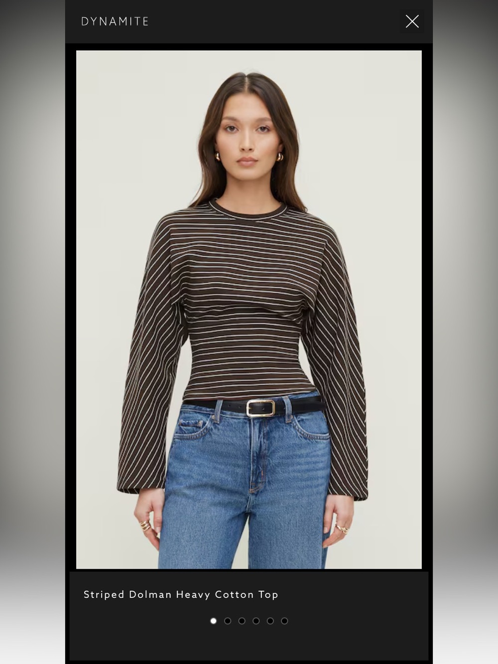 Dynamite Mocha Stripe Dolman Cotton Top 🤎✨🍁